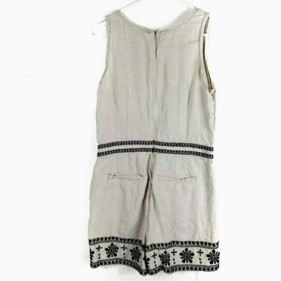LOFT Linen Embroidered Floral Romper 2 Boho - Picture 4 of 8